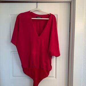 Express Vibrant Pink V-Neck Top